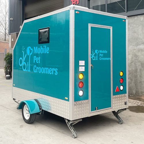 Light Blue Dog Grooming Trailer